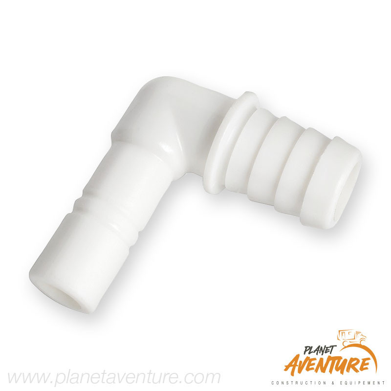 Raccord cylindrique coudé pour tuyaux flexible de 20mm Whale Raccord cylindrique coudé pour tuyaux flexible de 20mm Whale