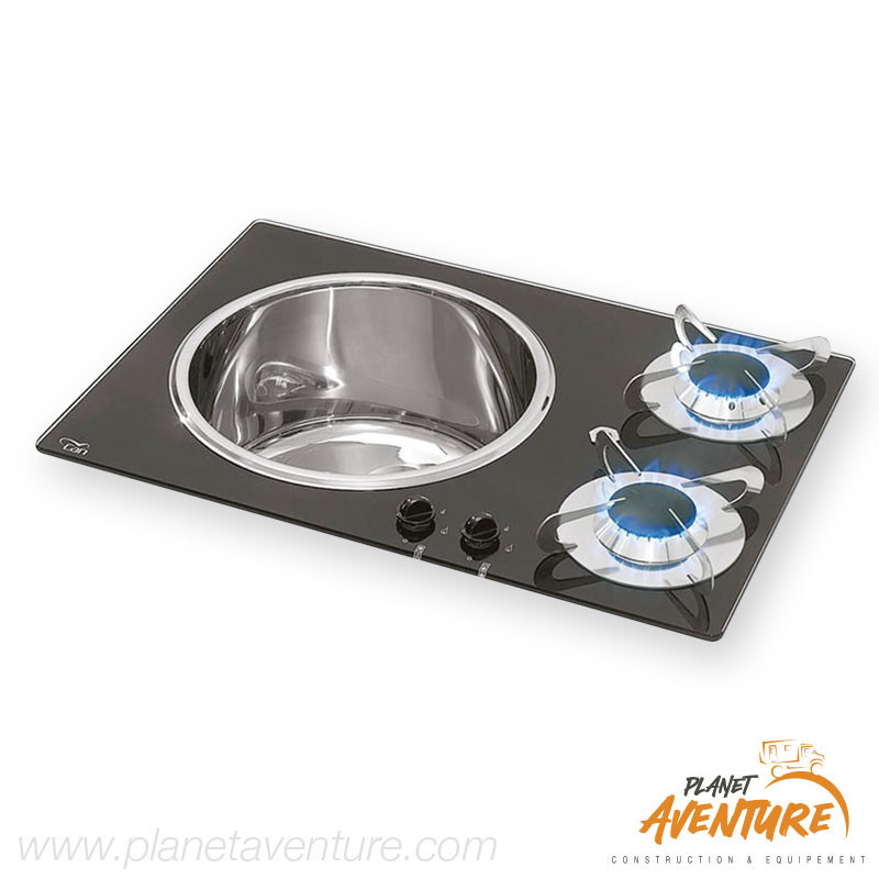 Combiné évier 2 feux 600x420x198mm Combiné évier 2 feux 600x420x198mm