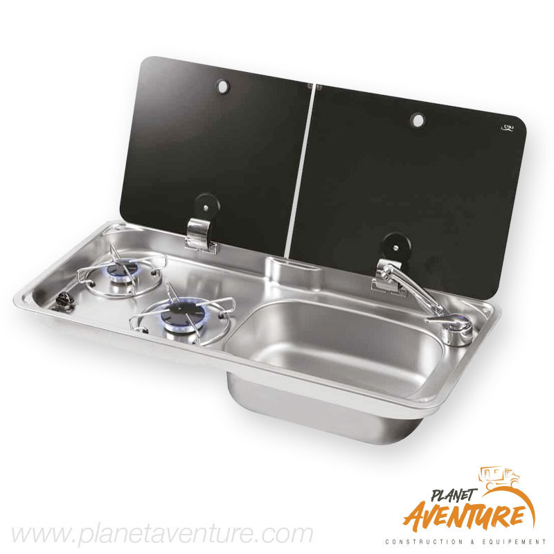 Combiné évier 2 feux 766x354x155mm Combiné évier 2 feux 766x354x155mm
