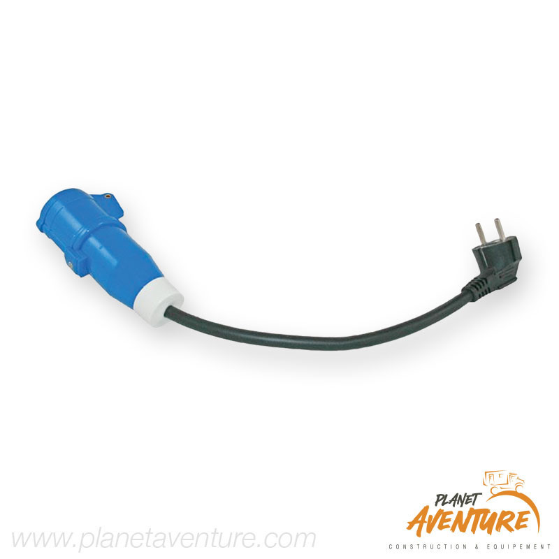 Adaptateur prise européenne Mâle Schuko/ femelle P17 avec câble 0,4m Adaptateur prise européenne Mâle Schuko/ femelle P17 avec câble 0,4m